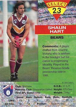 1994 Select AFL #23 Shaun Hart Back